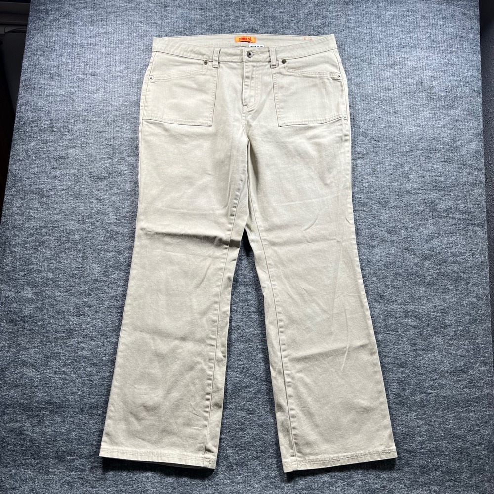 Zana-Di Womens Khaki Tan Bootcut Stretch Denim Pants Size 18 Patch Pockets